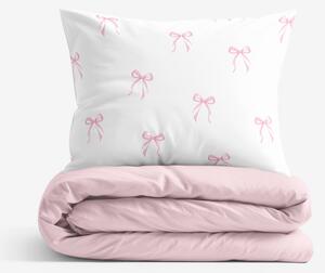 Goldea lenjerie de pat din 100% bumbac duo - fundițe roz cu roz pudră 200 x 220 și 2buc 50 x 70 cm