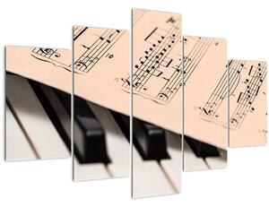 Tablou cu pian și notele muzicale (150x105 cm)