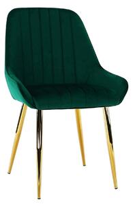 Scaun PERLIA, verde smarald, stofa catifelata/crom auriu, 56x62x89 cm