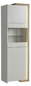 Vitrina DASAR, grej/stejar, PAL laminat/sticla, 64x40x203 cm