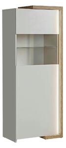 Vitrina DASAR, grej/stejar, PAL laminat/sticla, 64x40x163 cm