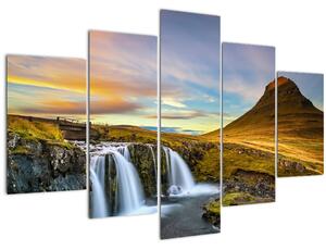 Tablou cu munții și cascade pe Islanda (150x105 cm)