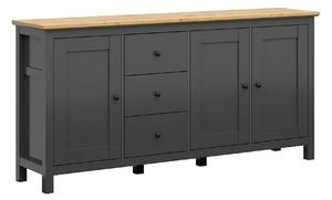 Comoda HESEN, gri grafit/stejar artisan, PAL melaminat, 199x44x96 cm