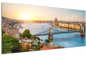 Tablou cu orașul Budapesta și râu (120x50 cm)