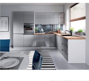 Dulap de bucătărie pentru frigider încorporat D60ZL Aurellia (alb + gri lucios) (S). 1015827