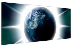 Tablou cu planeta iluminată (120x50 cm)