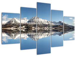 Tablou cu munți și reflectarea lor (150x105 cm)