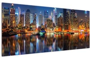 Tablou cu Manhattan noaptea (120x50 cm)