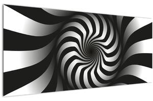 Tablou abstract cu spirala alb neagră (120x50 cm)