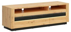 Comoda TV OSTIA, stejar artisan/negru, PAL, cu iluminare LED, 161x48x5