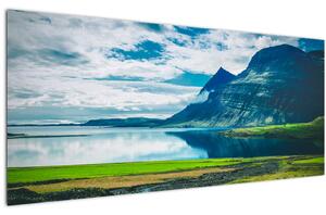 Tablou cu lac și munți (120x50 cm)