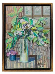 Tablou flori in vaza pictat manual 57x77 cm