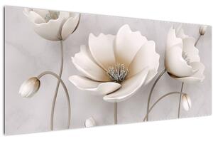 Tablou cu florile albe (120x50 cm)