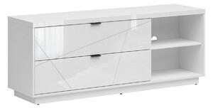 Comoda TV FORN, alb lucios, PAL, 156x43x61 cm