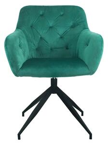 Scaun rotativ VELEZA NEW, verde/negru, stofa catifelata/metal, 66x66x8