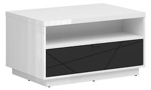 Masuta cafea FORN, alb lucios/negru mat, PAL, 90x60x49 cm