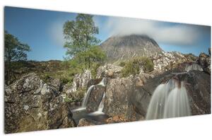 Tablou cu cascadele și munți (120x50 cm)