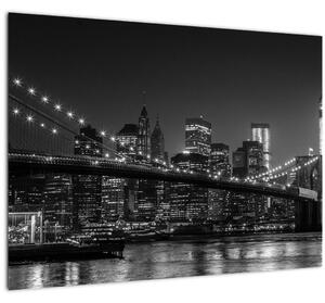 Tablou pe sticlă cu podul Brooklin în New York (70x50 cm)