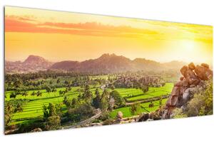 Tablou cu valea Hampi în India (120x50 cm)
