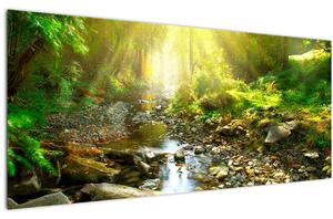 Tablou cu râul în pădurea verde (120x50 cm)