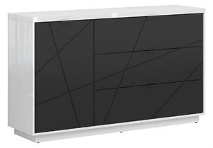 Comoda FORN, alb lucios/negru mat, PAL, 156x42.5x93 cm