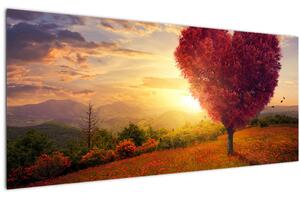 Tablou cu copaci în forma de inimă (120x50 cm)