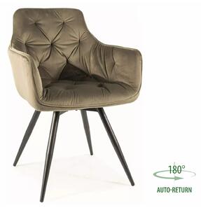Scaun MANGO, verde maslin/negru, stofa catifelata/metal, 57x45x83 cm