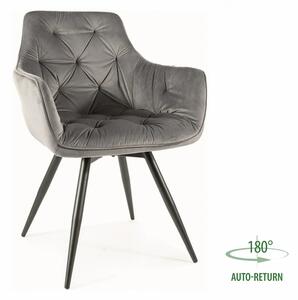 Scaun MANGO, gri/negru, stofa catifelata/metal, 57x45x83 cm