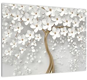 Tablou cu copac alb cu flori (70x50 cm)