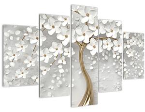 Tablou cu copac alb cu flori (150x105 cm)