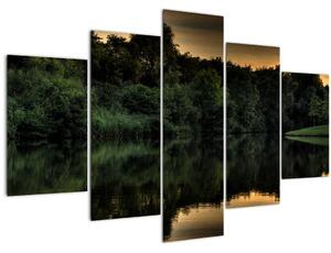 Tablou cu lac în pădure (150x105 cm)
