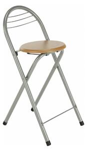 Scaun bar BOXER, stejar/aluminiu, 36x44x80 cm