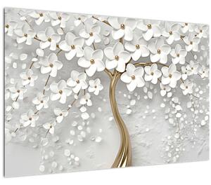 Tablou cu copac alb cu flori (90x60 cm)