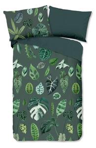 Lenjerie de pat verde-închis din bumbac 140x200 cm – Good Morning