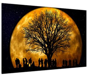 Tablou cu luna și siluete (90x60 cm)