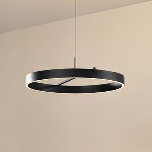 Lucande Lampă suspendată LED Rovan, Ø 60 cm, negru, CCT, dimabil, reglabil, Negru, Camera de zi / sufragerie, Metal, Modern