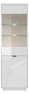 Vitrina FORN, alb lucios, PAL melaminat/sticla securizata, 64x43x201 c