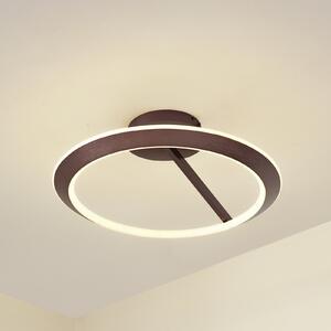 Lucande Plafonieră LED Eldra, maro cafea, Ø 55 cm, CCT, reglabil, Maro / Rugină, Camera de zi / sufragerie, Metal, Modern