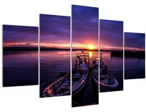 Tablou cu barci pescărești în port (150x105 cm)