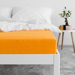 Goldea cearceafuri de pat din terry cu elastic - portocaliu 90 x 200 cm