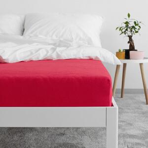 Goldea cearceafuri de pat din terry cu elastic - roșu 140 x 200 cm