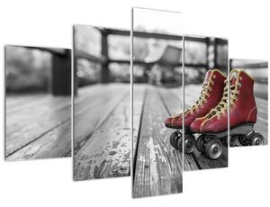 Tablou cu pantofi cu role vechi roșii (150x105 cm)