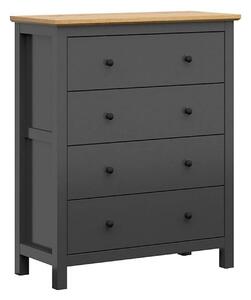 Comoda HESEN, gri grafit/stejar artisan, PAL melaminat, cu sertare, 10