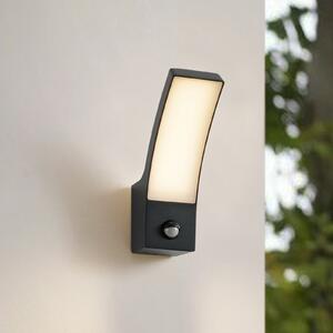 Lindby LED lampă de perete pentru exterior Ilvita, senzor, antracit, IP54, Negru, Aluminiu, Modern