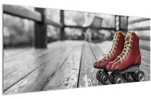 Tablou cu pantofi cu role vechi roșii (120x50 cm)