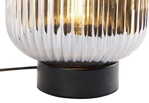 Lampă de masă Art Deco neagră cu sticlă fum - Karel