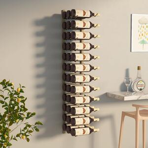 Suport sticle de vin montat pe perete, 36 sticle, auriu, fier