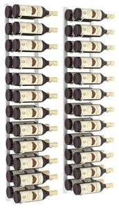 Suport sticle vin montat pe perete 24 sticle, 2 buc. alb, fier
