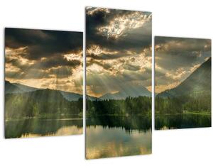 Tablou cu lac și soarele translucid (90x60 cm)