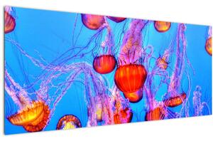 Tablou cu meduse în mare (120x50 cm)